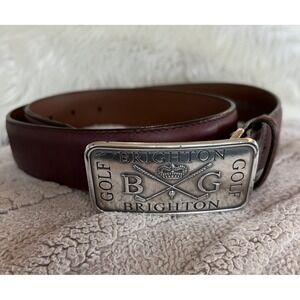 Men's Brighton Brown Leather Golf Belt Silver Plated Buckle Size 34 New With Tag